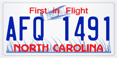 NC license plate AFQ1491