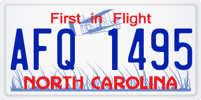 NC license plate AFQ1495