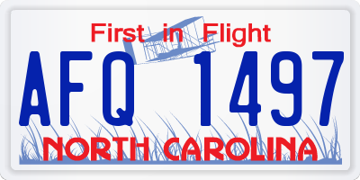 NC license plate AFQ1497