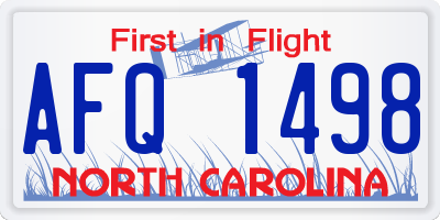 NC license plate AFQ1498
