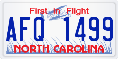 NC license plate AFQ1499