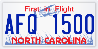 NC license plate AFQ1500