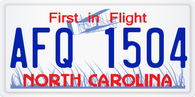 NC license plate AFQ1504