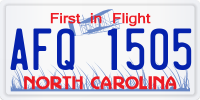 NC license plate AFQ1505