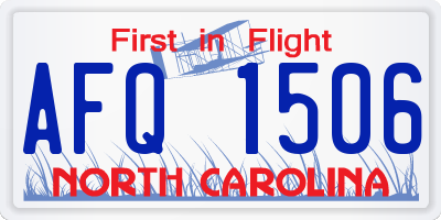NC license plate AFQ1506