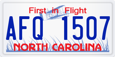 NC license plate AFQ1507
