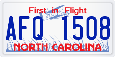 NC license plate AFQ1508