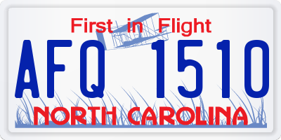 NC license plate AFQ1510