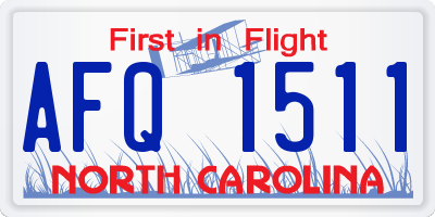 NC license plate AFQ1511