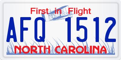 NC license plate AFQ1512