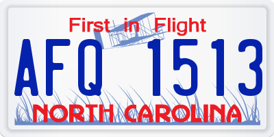NC license plate AFQ1513