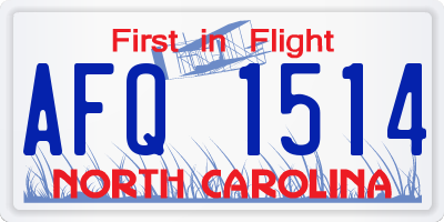 NC license plate AFQ1514