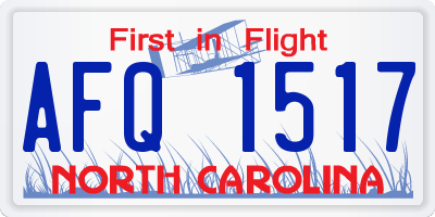 NC license plate AFQ1517