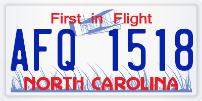 NC license plate AFQ1518