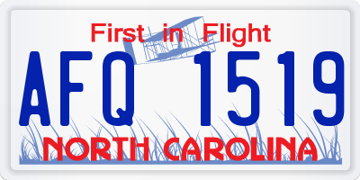 NC license plate AFQ1519
