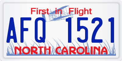 NC license plate AFQ1521