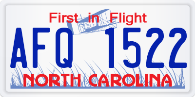 NC license plate AFQ1522