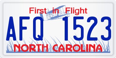 NC license plate AFQ1523