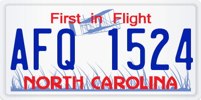 NC license plate AFQ1524