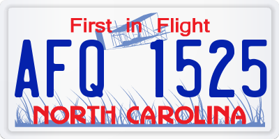 NC license plate AFQ1525