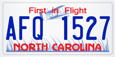NC license plate AFQ1527