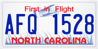 NC license plate AFQ1528
