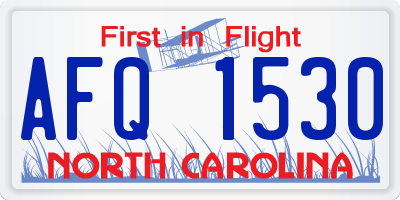 NC license plate AFQ1530