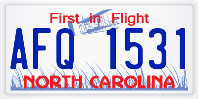 NC license plate AFQ1531