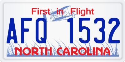 NC license plate AFQ1532