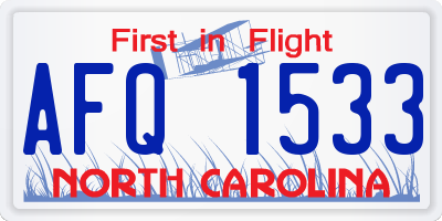 NC license plate AFQ1533