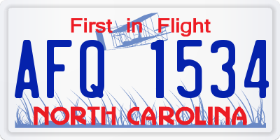 NC license plate AFQ1534