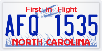 NC license plate AFQ1535