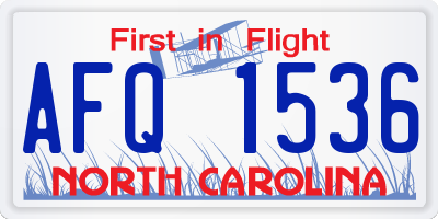 NC license plate AFQ1536