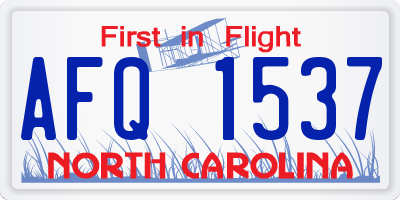 NC license plate AFQ1537
