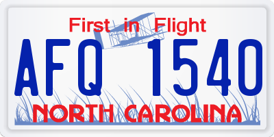 NC license plate AFQ1540