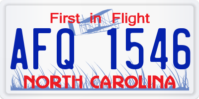 NC license plate AFQ1546