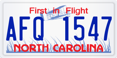 NC license plate AFQ1547