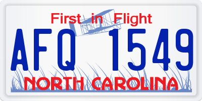 NC license plate AFQ1549