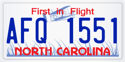 NC license plate AFQ1551