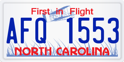 NC license plate AFQ1553