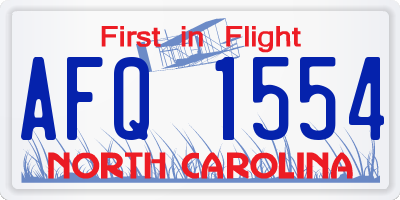 NC license plate AFQ1554