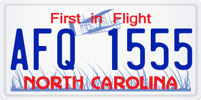 NC license plate AFQ1555