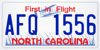 NC license plate AFQ1556