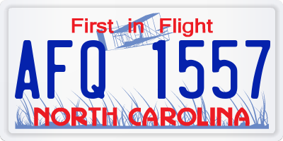 NC license plate AFQ1557