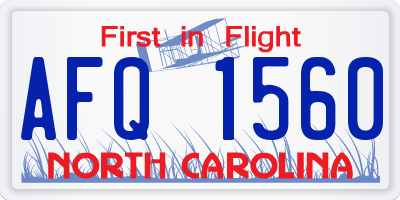 NC license plate AFQ1560