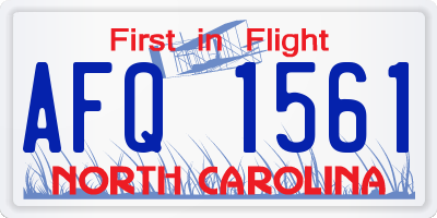 NC license plate AFQ1561