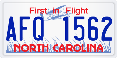 NC license plate AFQ1562