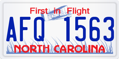 NC license plate AFQ1563