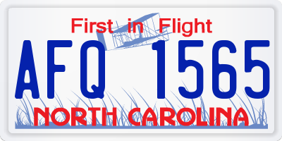 NC license plate AFQ1565