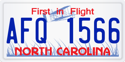 NC license plate AFQ1566